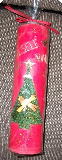 Vianočná sviečka Stromček s mašlou 750g