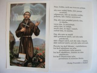 obrázok s modlitbou Svätého Františka z Assisi