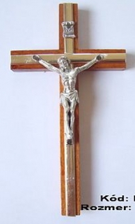 Kríž tmavohnedý s lištou 20 x 10 cm